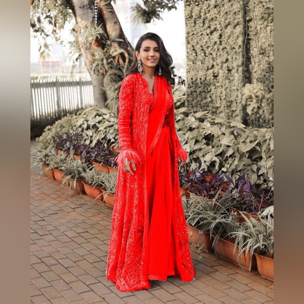 Georgette saree with Long net jacket